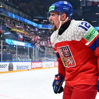 Jiří Černoch po neuznaném gólu v zápase MS 2026 Česko - Švédsko