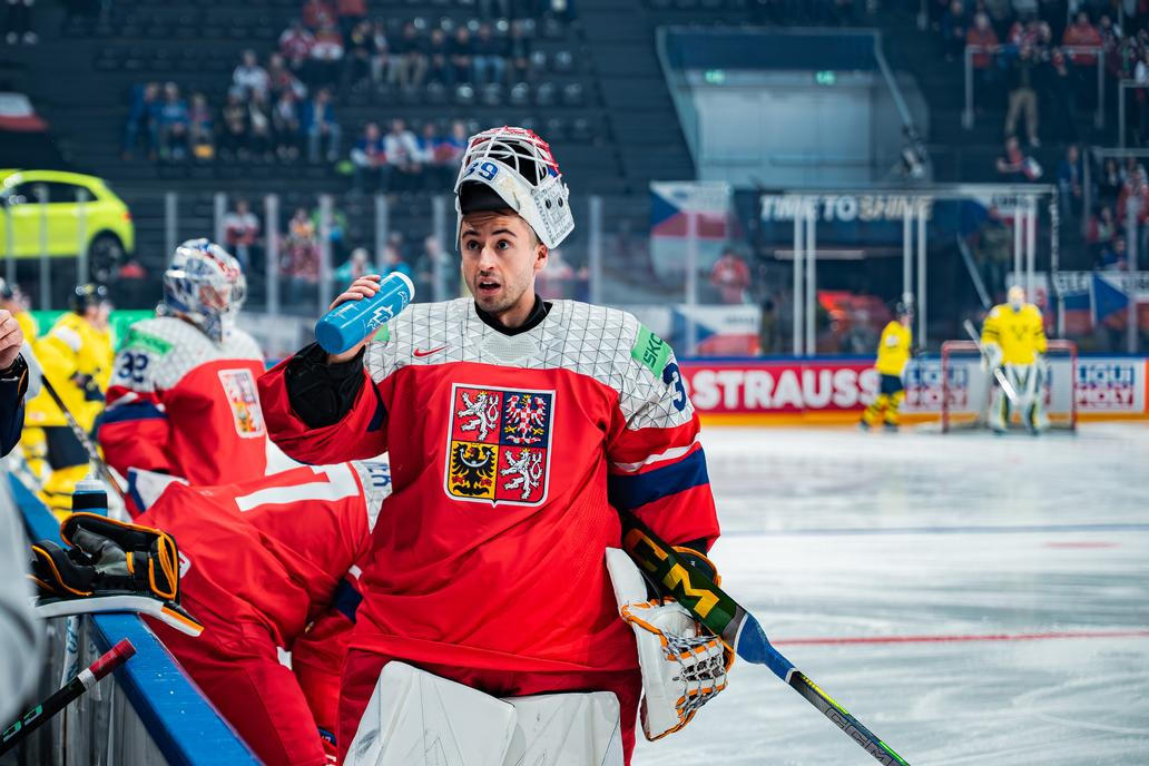 Josef Kořenář v zápase MS 2026 Česko - Švédsko
