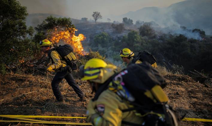 A wildfire known as the Sandy Fire, in Simi Valley