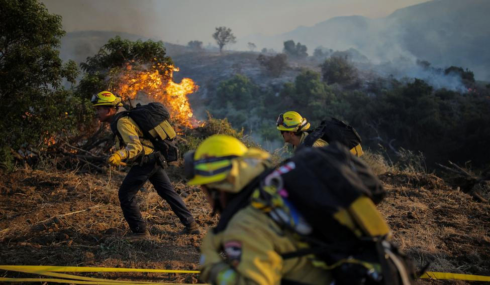 A wildfire known as the Sandy Fire, in Simi Valley