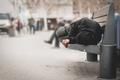 Young,Poor,Dirty,Homeless,Man,Or,Refugee,Sleeping,On,The