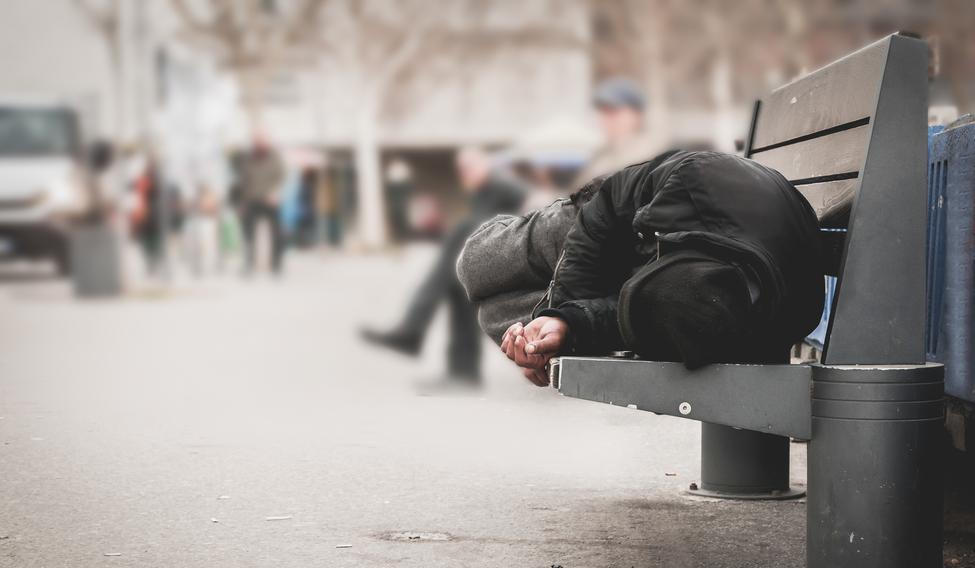 Young,Poor,Dirty,Homeless,Man,Or,Refugee,Sleeping,On,The
