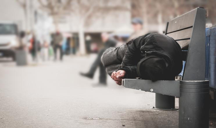 Young,Poor,Dirty,Homeless,Man,Or,Refugee,Sleeping,On,The