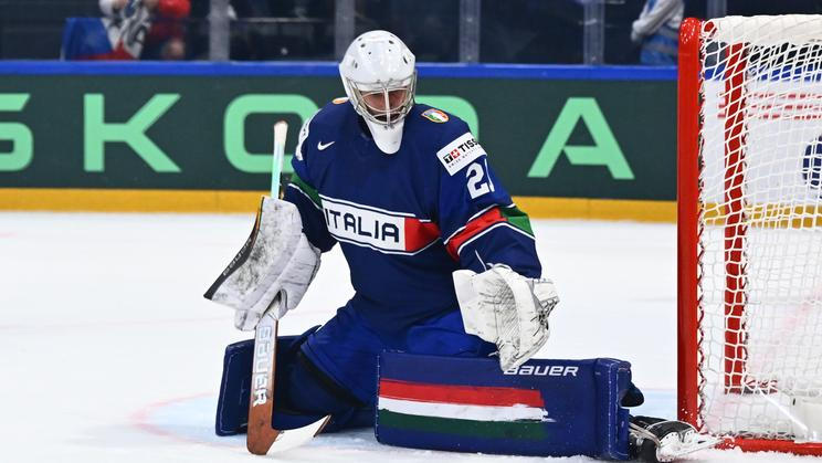 Damian Clara v zápase MS 2026 Česko - Itálie