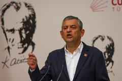 Turkey's main opposition Republican People's Party leader Ozgur Ozel addresses the media in Ankara