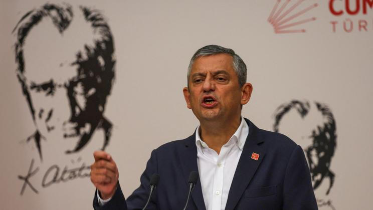 Turkey's main opposition Republican People's Party leader Ozgur Ozel addresses the media in Ankara
