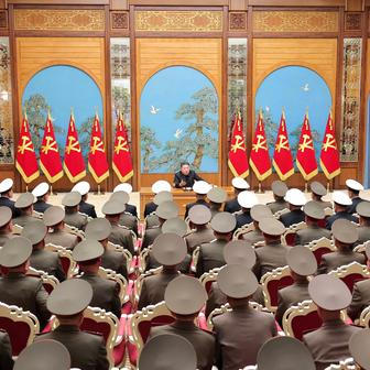 North Korean leader Kim Jong Un meets with division and brigade commanders of the entire army