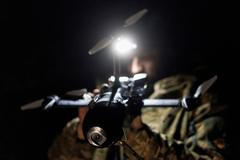 FILE PHOTO: Ukrainian serviceman prepares for a fly an FPV interceptor drone during his combat shift in Kharkiv region