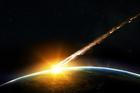 Comet,,Asteroid,,Meteorite,Flying,To,The,Planet,Earth.,Glowing,Asteroid