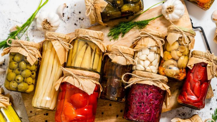 Various,Kinds,Preserves,Vegetables,And,Mushrooms,In,Glass,Jars.