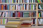 Stack,Of,Books,On,Wooden,Table,In,Library,,Education,,Stack