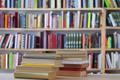 Stack,Of,Books,On,Wooden,Table,In,Library,,Education,,Stack