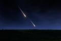 Landscape,With,Falling,Stars.,Meteors,In,The,Night,Sky.,Bright