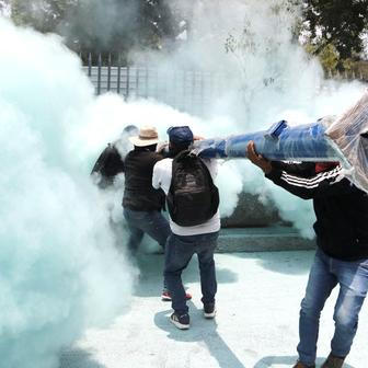 Teachers from Mexico's CNTE union protest for higher wages, in Mexico City