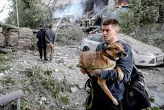 Russian drone and missile strike in Kyiv
