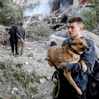 Russian drone and missile strike in Kyiv