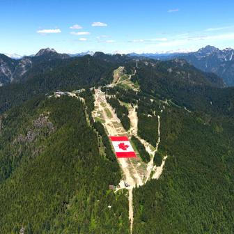 Grouse Mountain displays Canadian flag ahead of the 2026 FIFA World Cup soccer tournament, in Vancouver