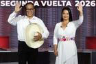 Peru's presidential candidates Fujimori and Sanchez attend a debate ahead of runoff
