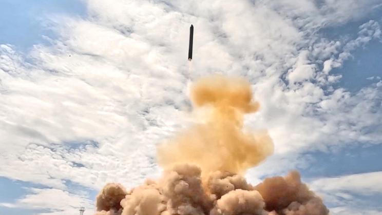 A test launch of the Sarmat intercontinental ballistic missile
