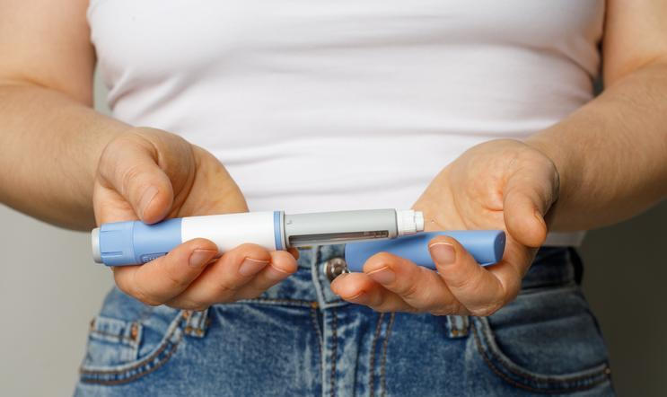 Diabetes,Blue,Insulin,Or,Semaglutide,Injection,Pen,Closeup.,Semaglutide,Or