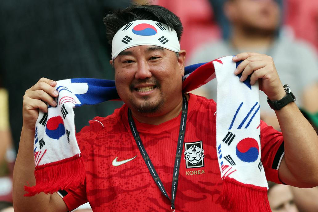 Korejský fanoušek před zápasem MS 2026 Česko - Korea