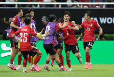 Korejci slaví gól v zápase MS 2026 Česko - Korea.