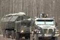 Ruský raketový systém Orešnik během  zimního cvičení v Bělorusku