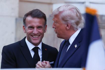 Dinner commemorating the 250th anniversary of the United States’ independence at the Palace of Versailles, near Paris