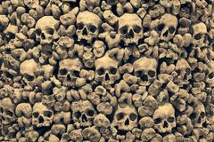 Wall,Of,Human,Skulls,And,Bones