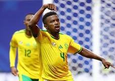 Teboho Mokoena slaví gól z penalty v zápase Česko - JAR na MS 2026.
