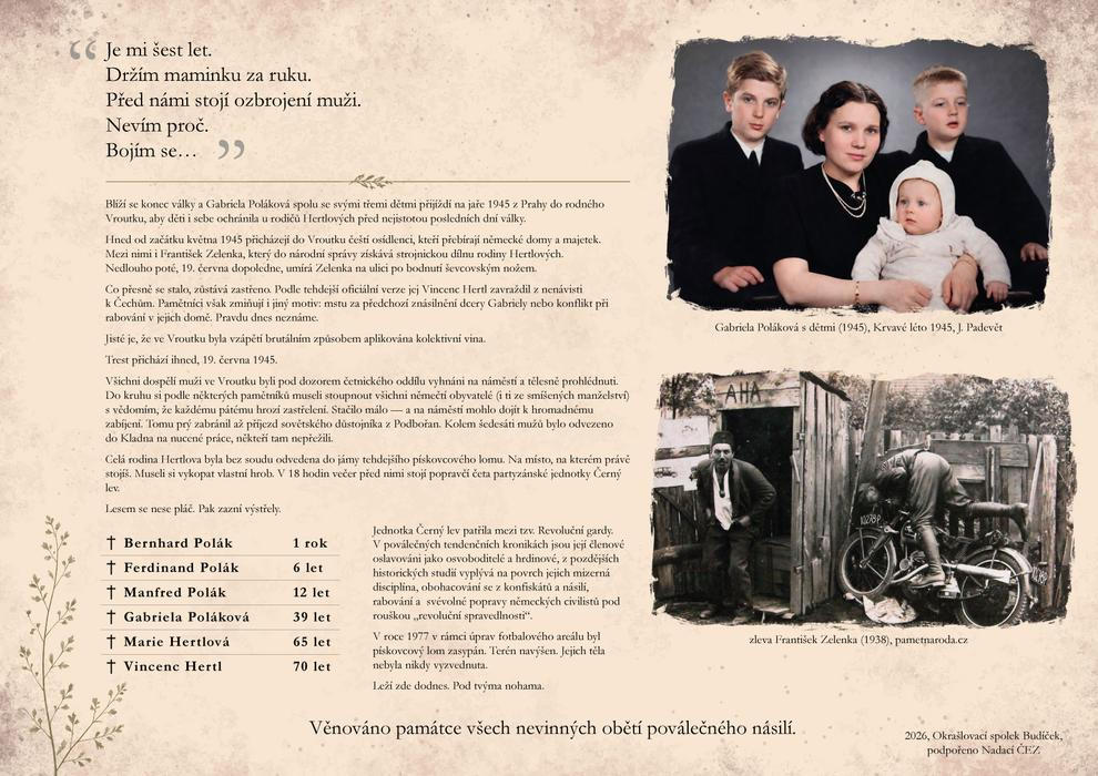 Infotabuli o vraždě tří dětí i tom, co jí předcházelo, letos na místo jejich popravy a hrobu v jednom umístil spolek Budíček, jehož je David Šebesta členem.
