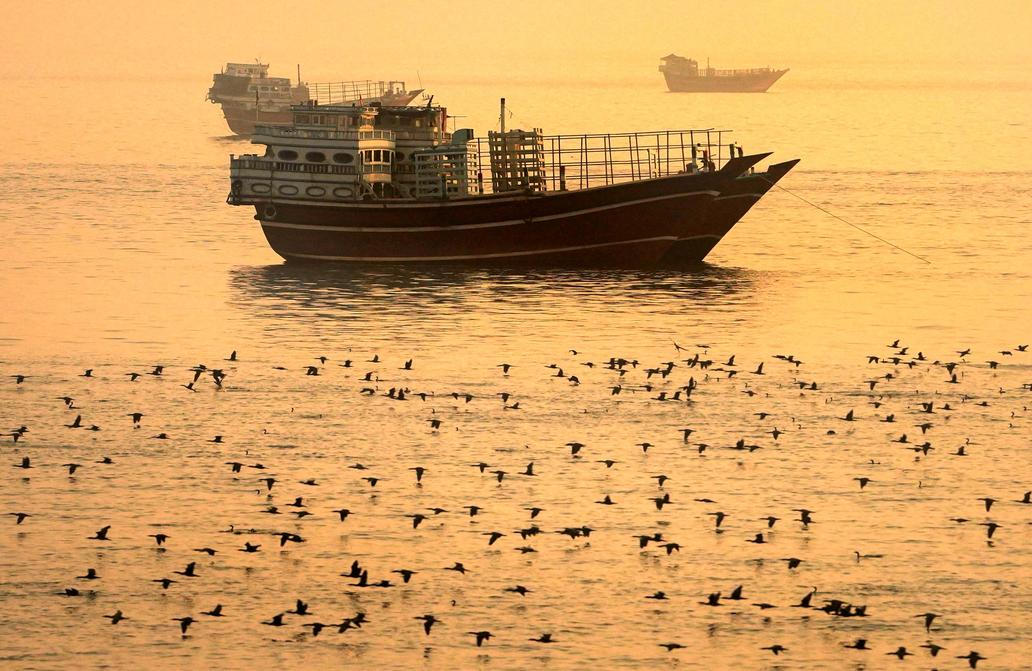 Vessels at the Strait of Hormuz, as seen from Musandam