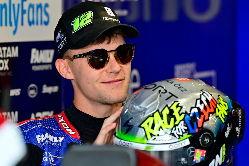 Filip Salač během pátečních tréninků na VC České republiky Moto2 v Brně