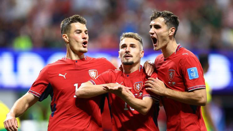 Češi slaví gól v zápase Česko - JAR na MS 2026.