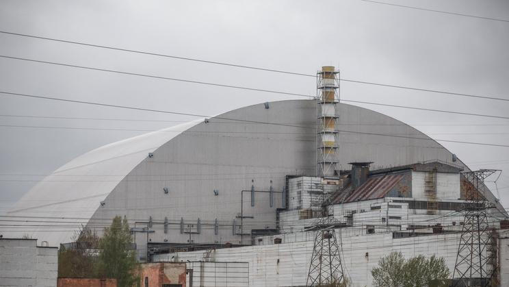 The New Safe Confinement (NSC) structure covers the old sarcophagus, which confines the remains of the damaged fourth reactor, at the Chornobyl NPP