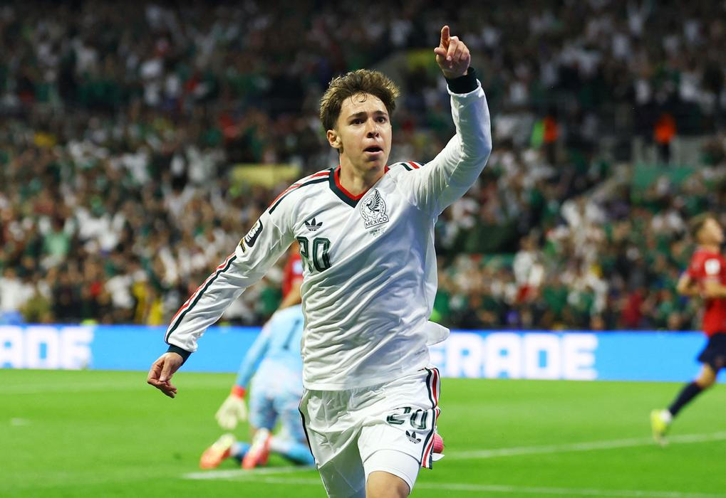 Mateo Chávez slaví gól v zápase Česko - Mexiko na MS 2026.