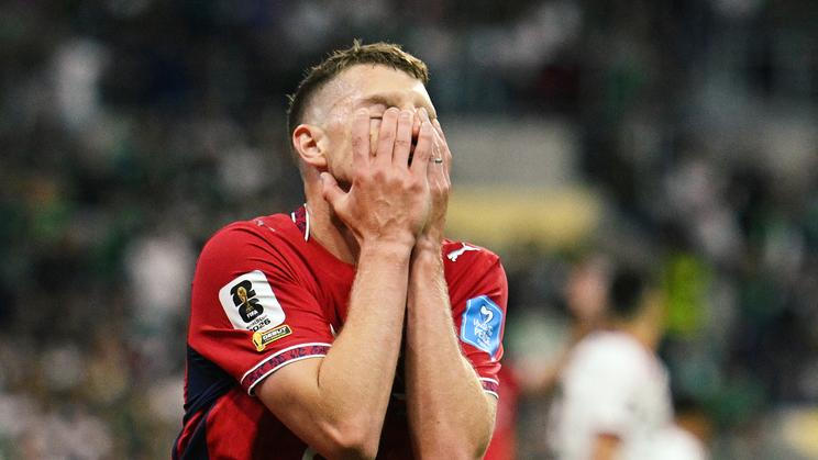 Zklamaný David Douděra v zápase Mexiko - Česko na MS 2026