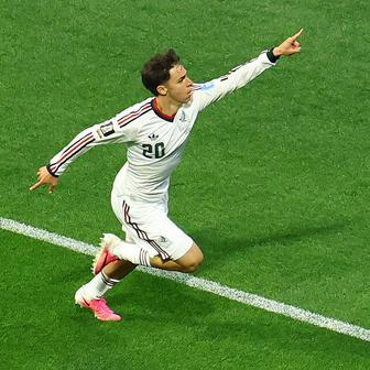 Mateo Chávez slaví gól v zápase Česko - Mexiko na MS 2026.