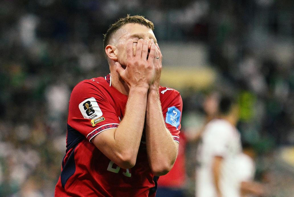 Zklamaný David Douděra v zápase Mexiko - Česko na MS 2026