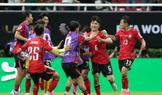 Korejci slaví gól v zápase MS 2026 Česko - Korea.