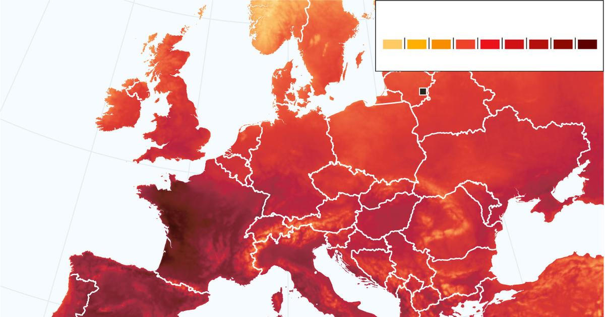 Evropa se peče: Teplotní mapy tmavnou do "hrozivých odstínů"