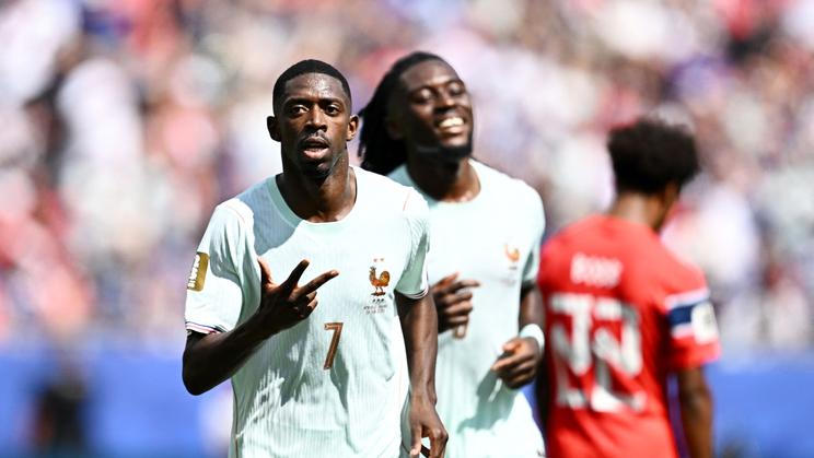Ousmane Dembélé slaví svůj třetí gól v zápase Francie - Norsko na MS 2026.