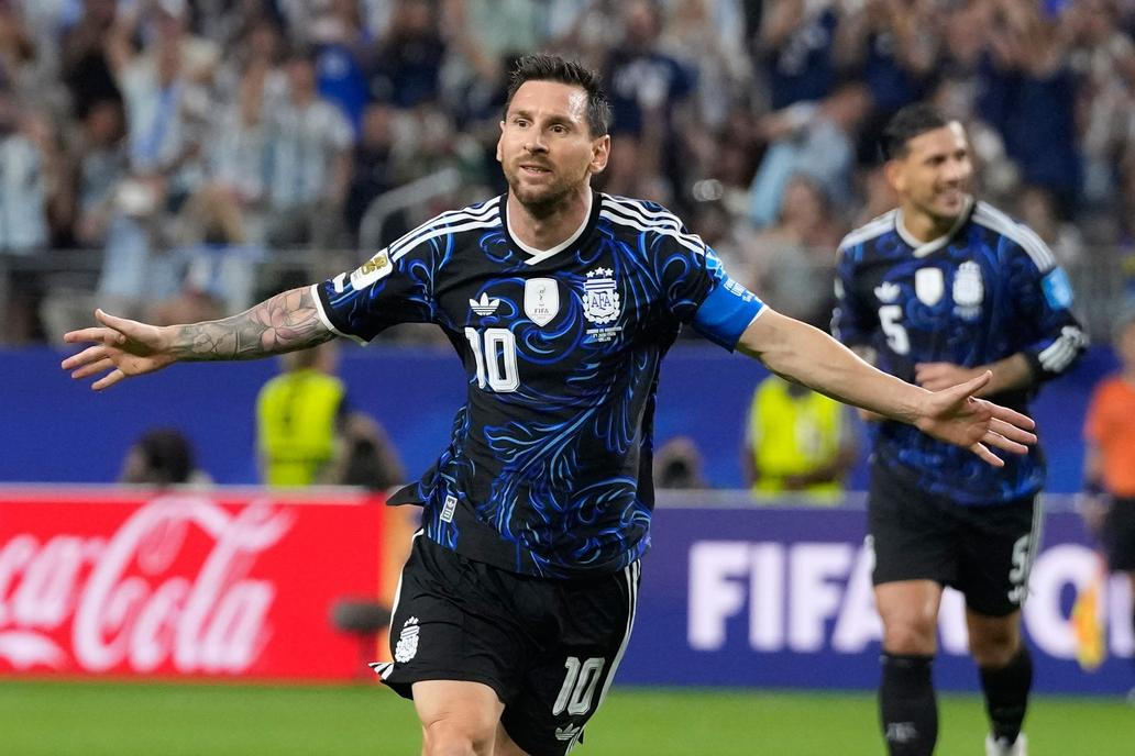 Lionel Messi slaví gól v zápase MS 2026 Argentina - Jordánsko.