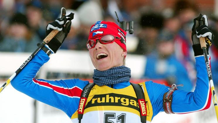 Česká biatlonistka Kateřina Holubcová vyhrála 18. března 2003 na mistrovství světa v ruském Chanty Mansijsku vytrvalostní závod na 15 kilometrů