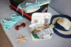 Summer,Beach,Accessories,For,Your,Sea,Holiday,And,Pills.,Concept