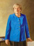 A portrait of former German Chancellor Angela Merkel is unveiled at the Bode Museum in Berlin