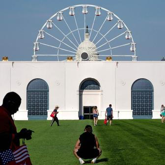 Visitors arrive for the Great American State Fair in Washington