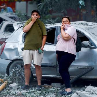 Aftermath of overnight Russian missile and drone strikes, in Kyiv