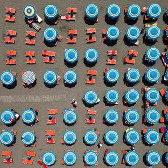 Adriatic Sea beach during a heatwave in Shengjin