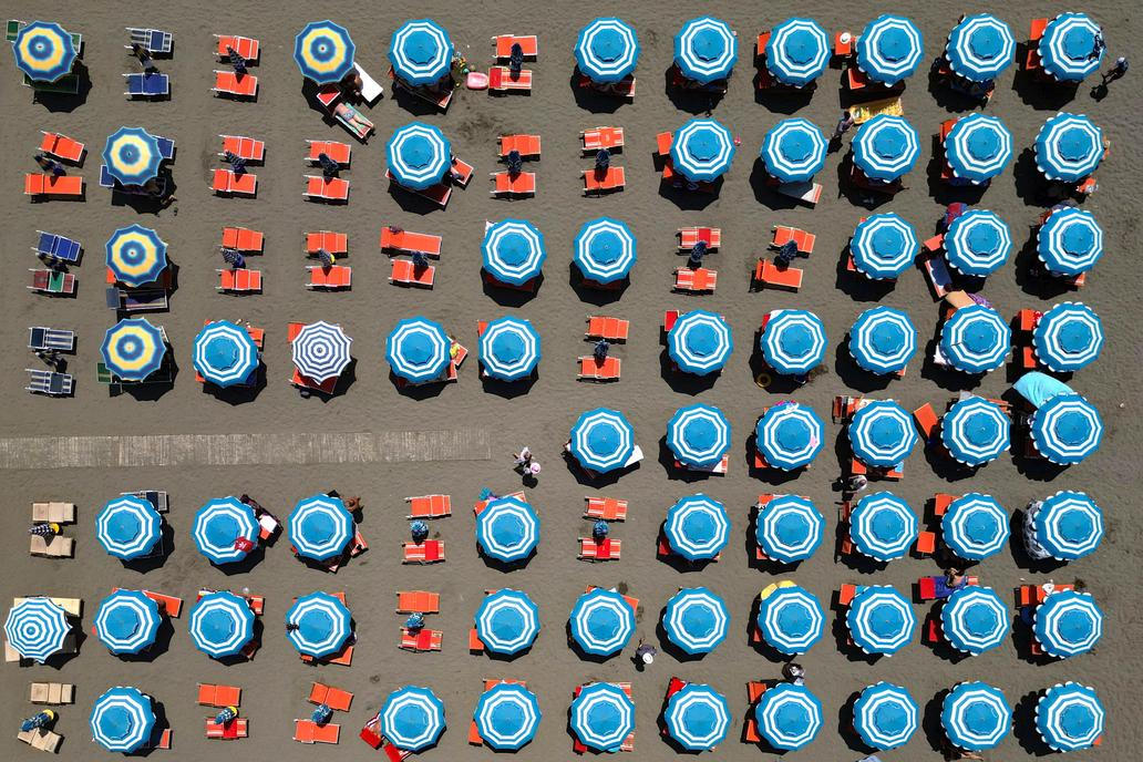 Adriatic Sea beach during a heatwave in Shengjin